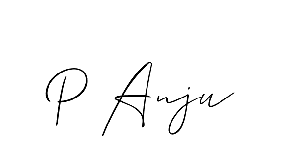 The best way (Allison_Script) to make a short signature is to pick only two or three words in your name. The name P Anju include a total of six letters. For converting this name. P Anju signature style 2 images and pictures png