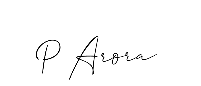 You should practise on your own different ways (Allison_Script) to write your name (P Arora) in signature. don't let someone else do it for you. P Arora signature style 2 images and pictures png