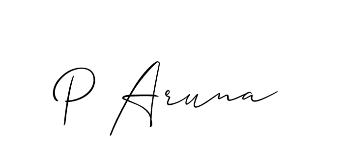 if you are searching for the best signature style for your name P Aruna. so please give up your signature search. here we have designed multiple signature styles  using Allison_Script. P Aruna signature style 2 images and pictures png