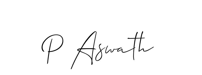 Create a beautiful signature design for name P Aswath. With this signature (Allison_Script) fonts, you can make a handwritten signature for free. P Aswath signature style 2 images and pictures png