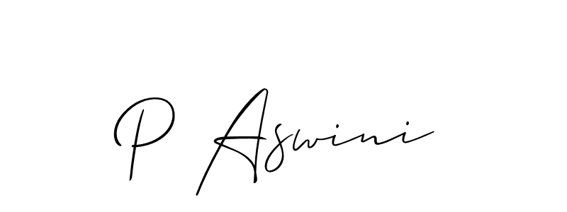 Also we have P Aswini name is the best signature style. Create professional handwritten signature collection using Allison_Script autograph style. P Aswini signature style 2 images and pictures png