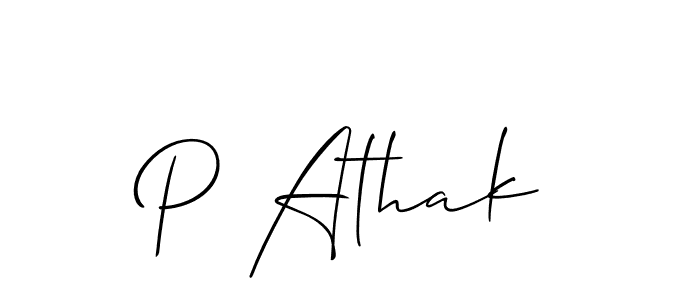 Design your own signature with our free online signature maker. With this signature software, you can create a handwritten (Allison_Script) signature for name P Athak. P Athak signature style 2 images and pictures png