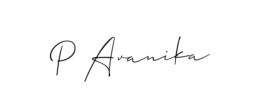 Design your own signature with our free online signature maker. With this signature software, you can create a handwritten (Allison_Script) signature for name P Avanika. P Avanika signature style 2 images and pictures png