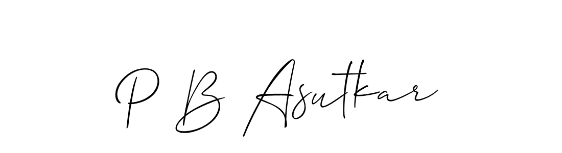 How to make P B Asutkar name signature. Use Allison_Script style for creating short signs online. This is the latest handwritten sign. P B Asutkar signature style 2 images and pictures png