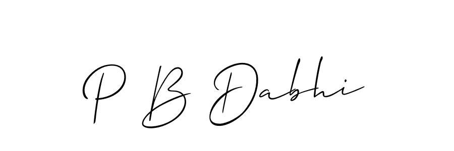Use a signature maker to create a handwritten signature online. With this signature software, you can design (Allison_Script) your own signature for name P B Dabhi. P B Dabhi signature style 2 images and pictures png