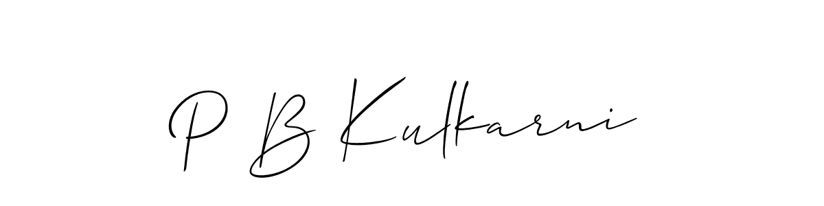 if you are searching for the best signature style for your name P B Kulkarni. so please give up your signature search. here we have designed multiple signature styles  using Allison_Script. P B Kulkarni signature style 2 images and pictures png