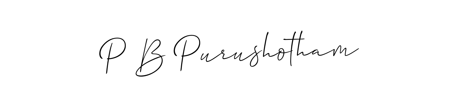 Create a beautiful signature design for name P B Purushotham. With this signature (Allison_Script) fonts, you can make a handwritten signature for free. P B Purushotham signature style 2 images and pictures png