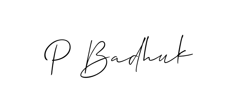 Similarly Allison_Script is the best handwritten signature design. Signature creator online .You can use it as an online autograph creator for name P Badhuk. P Badhuk signature style 2 images and pictures png