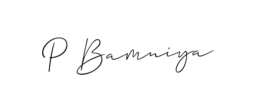 Also we have P Bamniya name is the best signature style. Create professional handwritten signature collection using Allison_Script autograph style. P Bamniya signature style 2 images and pictures png