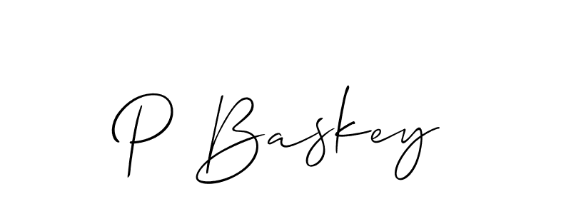 Design your own signature with our free online signature maker. With this signature software, you can create a handwritten (Allison_Script) signature for name P Baskey. P Baskey signature style 2 images and pictures png