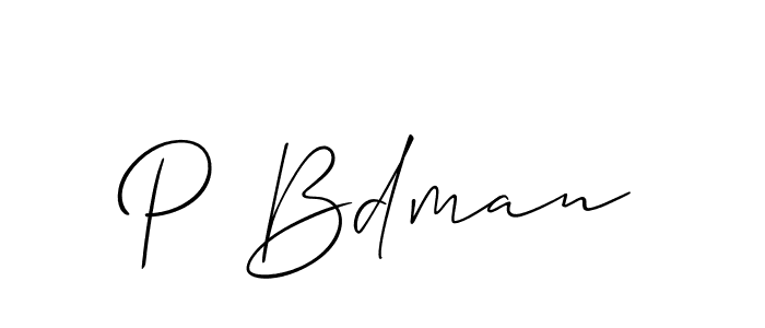 How to Draw P Bdman signature style? Allison_Script is a latest design signature styles for name P Bdman. P Bdman signature style 2 images and pictures png
