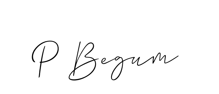 How to make P Begum signature? Allison_Script is a professional autograph style. Create handwritten signature for P Begum name. P Begum signature style 2 images and pictures png