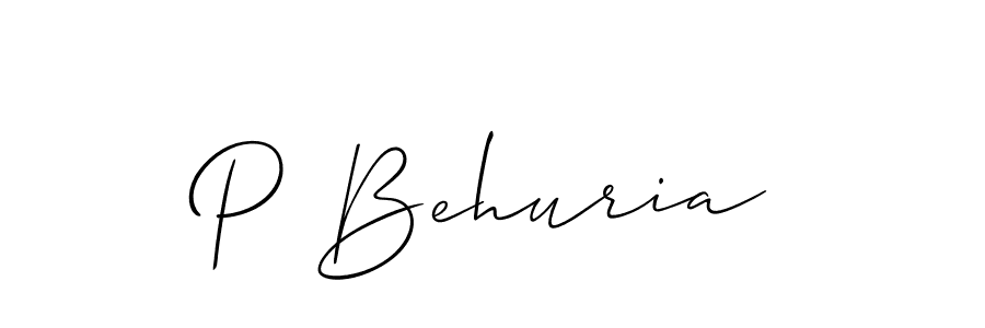 Create a beautiful signature design for name P Behuria. With this signature (Allison_Script) fonts, you can make a handwritten signature for free. P Behuria signature style 2 images and pictures png