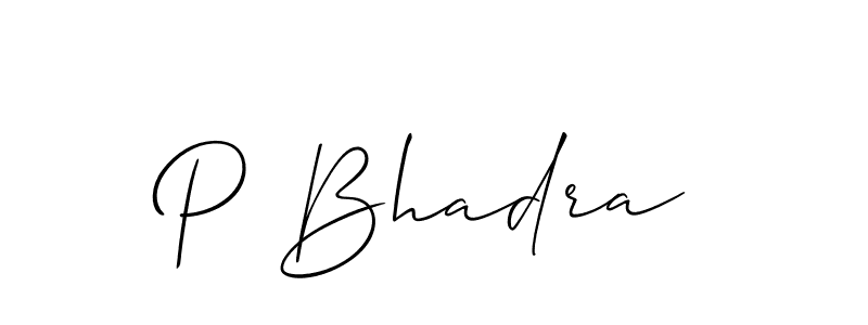 Similarly Allison_Script is the best handwritten signature design. Signature creator online .You can use it as an online autograph creator for name P Bhadra. P Bhadra signature style 2 images and pictures png