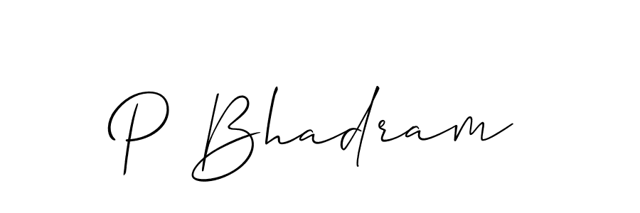 Also we have P Bhadram name is the best signature style. Create professional handwritten signature collection using Allison_Script autograph style. P Bhadram signature style 2 images and pictures png