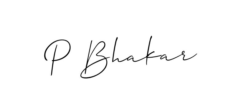Also You can easily find your signature by using the search form. We will create P Bhakar name handwritten signature images for you free of cost using Allison_Script sign style. P Bhakar signature style 2 images and pictures png