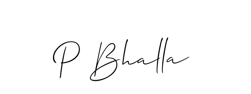 Make a beautiful signature design for name P Bhalla. With this signature (Allison_Script) style, you can create a handwritten signature for free. P Bhalla signature style 2 images and pictures png