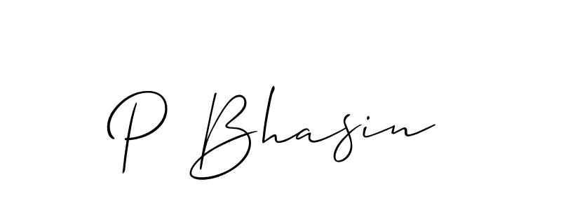 How to make P Bhasin name signature. Use Allison_Script style for creating short signs online. This is the latest handwritten sign. P Bhasin signature style 2 images and pictures png