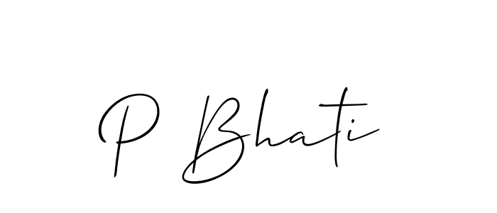 How to make P Bhati signature? Allison_Script is a professional autograph style. Create handwritten signature for P Bhati name. P Bhati signature style 2 images and pictures png