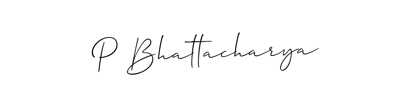 Make a short P Bhattacharya signature style. Manage your documents anywhere anytime using Allison_Script. Create and add eSignatures, submit forms, share and send files easily. P Bhattacharya signature style 2 images and pictures png