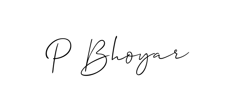 Create a beautiful signature design for name P Bhoyar. With this signature (Allison_Script) fonts, you can make a handwritten signature for free. P Bhoyar signature style 2 images and pictures png