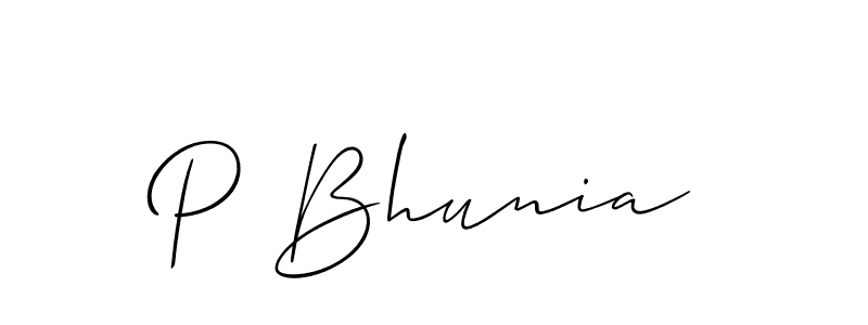 You should practise on your own different ways (Allison_Script) to write your name (P Bhunia) in signature. don't let someone else do it for you. P Bhunia signature style 2 images and pictures png