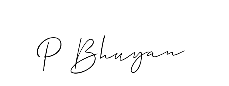 if you are searching for the best signature style for your name P Bhuyan. so please give up your signature search. here we have designed multiple signature styles  using Allison_Script. P Bhuyan signature style 2 images and pictures png