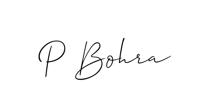 Design your own signature with our free online signature maker. With this signature software, you can create a handwritten (Allison_Script) signature for name P Bohra. P Bohra signature style 2 images and pictures png