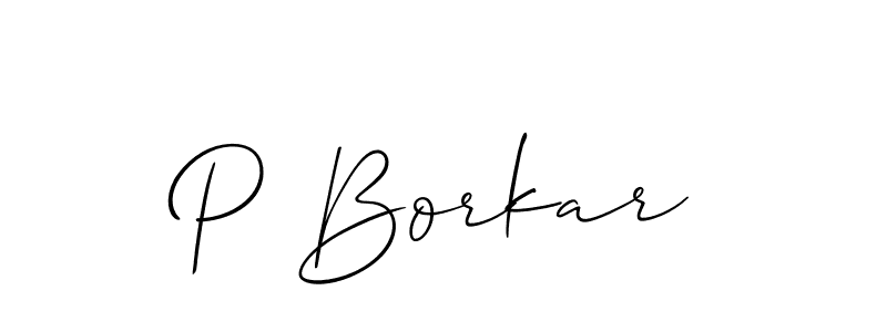 How to make P Borkar name signature. Use Allison_Script style for creating short signs online. This is the latest handwritten sign. P Borkar signature style 2 images and pictures png