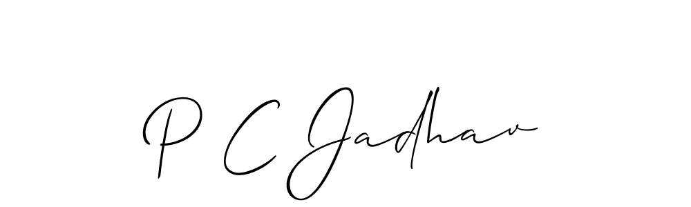 Use a signature maker to create a handwritten signature online. With this signature software, you can design (Allison_Script) your own signature for name P C Jadhav. P C Jadhav signature style 2 images and pictures png