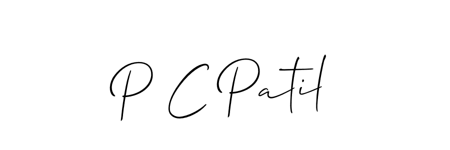 Make a beautiful signature design for name P C Patil. With this signature (Allison_Script) style, you can create a handwritten signature for free. P C Patil signature style 2 images and pictures png