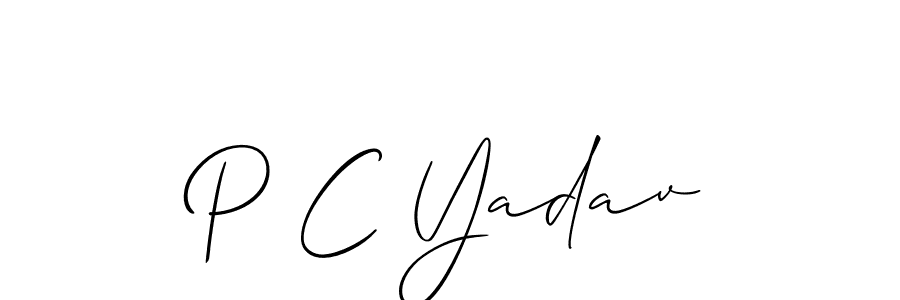 Also You can easily find your signature by using the search form. We will create P C Yadav name handwritten signature images for you free of cost using Allison_Script sign style. P C Yadav signature style 2 images and pictures png