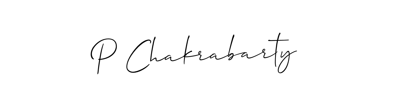 The best way (Allison_Script) to make a short signature is to pick only two or three words in your name. The name P Chakrabarty include a total of six letters. For converting this name. P Chakrabarty signature style 2 images and pictures png