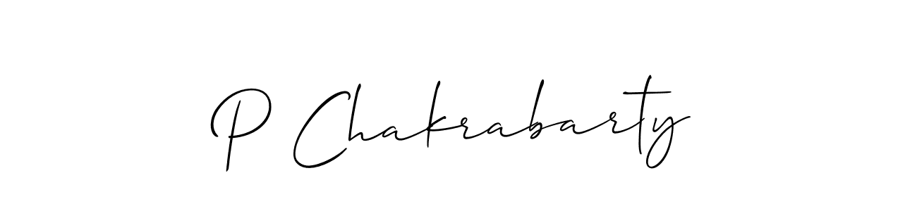 The best way (Allison_Script) to make a short signature is to pick only two or three words in your name. The name P Chakrabarty include a total of six letters. For converting this name. P Chakrabarty signature style 2 images and pictures png