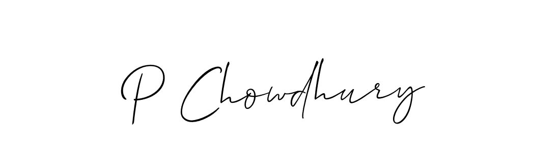 Design your own signature with our free online signature maker. With this signature software, you can create a handwritten (Allison_Script) signature for name P Chowdhury. P Chowdhury signature style 2 images and pictures png