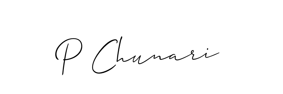 Make a beautiful signature design for name P Chunari. With this signature (Allison_Script) style, you can create a handwritten signature for free. P Chunari signature style 2 images and pictures png