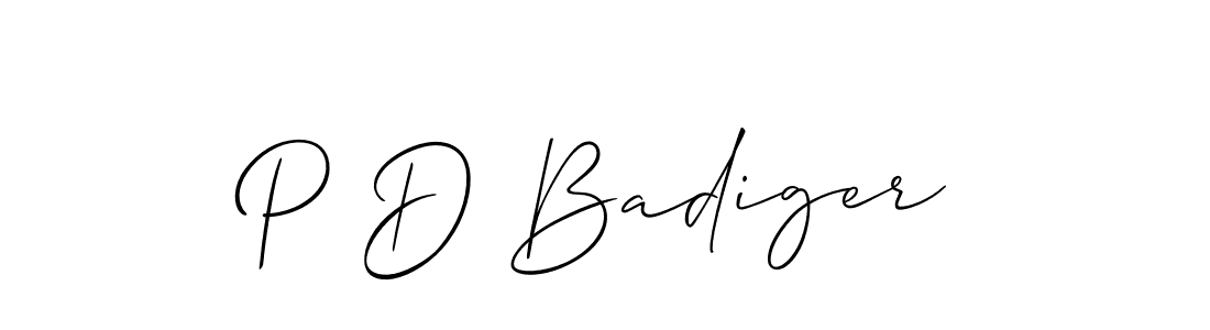 if you are searching for the best signature style for your name P D Badiger. so please give up your signature search. here we have designed multiple signature styles  using Allison_Script. P D Badiger signature style 2 images and pictures png