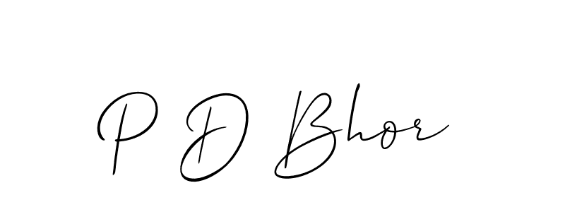 if you are searching for the best signature style for your name P D Bhor. so please give up your signature search. here we have designed multiple signature styles  using Allison_Script. P D Bhor signature style 2 images and pictures png