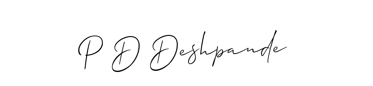 How to Draw P D Deshpande signature style? Allison_Script is a latest design signature styles for name P D Deshpande. P D Deshpande signature style 2 images and pictures png