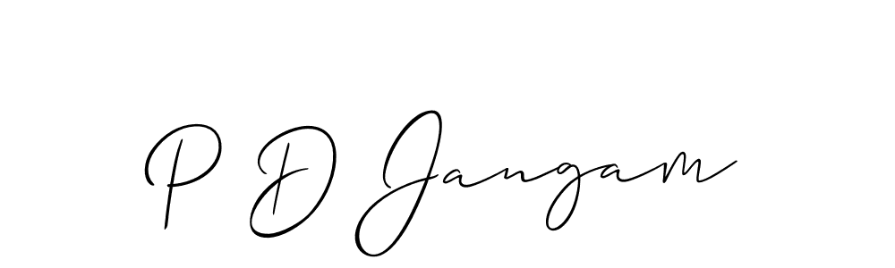 Also You can easily find your signature by using the search form. We will create P D Jangam name handwritten signature images for you free of cost using Allison_Script sign style. P D Jangam signature style 2 images and pictures png