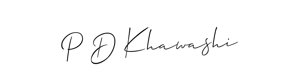 Also You can easily find your signature by using the search form. We will create P D Khawashi name handwritten signature images for you free of cost using Allison_Script sign style. P D Khawashi signature style 2 images and pictures png