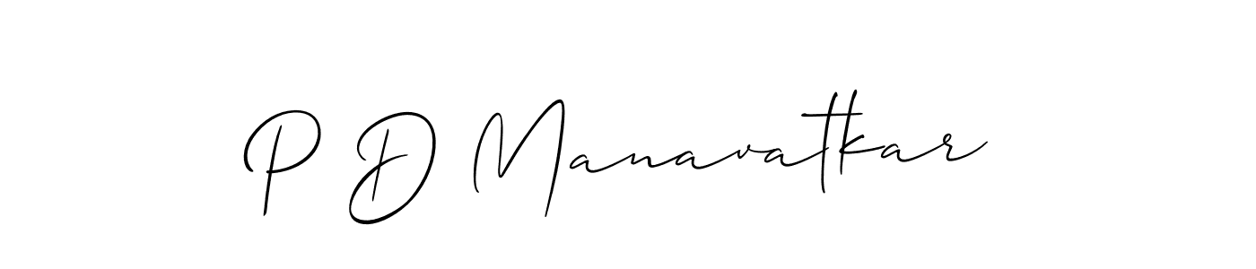 Make a beautiful signature design for name P D Manavatkar. With this signature (Allison_Script) style, you can create a handwritten signature for free. P D Manavatkar signature style 2 images and pictures png
