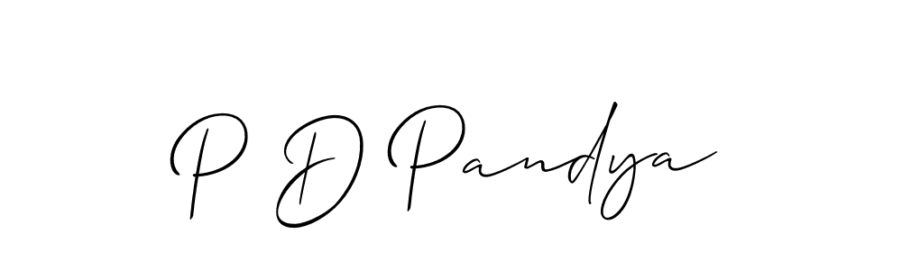 Design your own signature with our free online signature maker. With this signature software, you can create a handwritten (Allison_Script) signature for name P D Pandya. P D Pandya signature style 2 images and pictures png