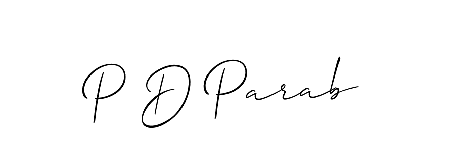 Create a beautiful signature design for name P D Parab. With this signature (Allison_Script) fonts, you can make a handwritten signature for free. P D Parab signature style 2 images and pictures png