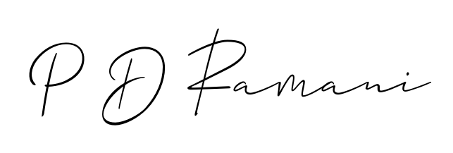 A stylish, flowing autograph style designed for name P D Ramani using Allison_Script typography. Perfect for digital creative projects. P D Ramani signature style 2 images and pictures png