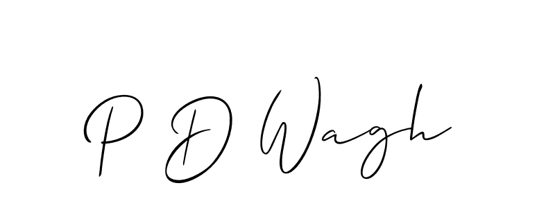 The best way (Allison_Script) to make a short signature is to pick only two or three words in your name. The name P D Wagh include a total of six letters. For converting this name. P D Wagh signature style 2 images and pictures png