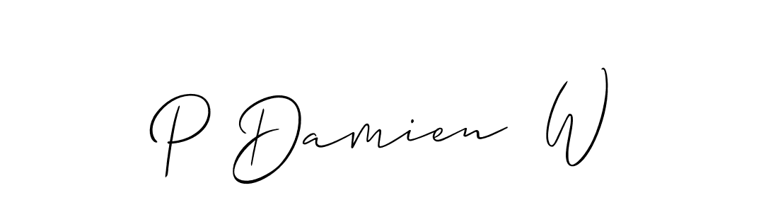 Also You can easily find your signature by using the search form. We will create P Damien  W name handwritten signature images for you free of cost using Allison_Script sign style. P Damien  W signature style 2 images and pictures png