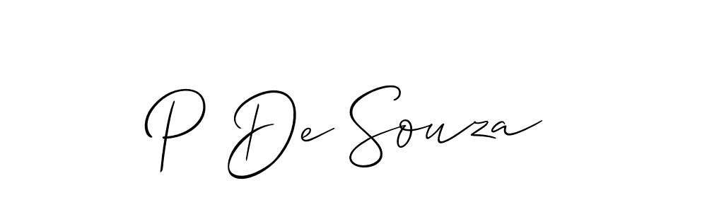 Allison_Script is a professional signature style that is perfect for those who want to add a touch of class to their signature. It is also a great choice for those who want to make their signature more unique. Get P De Souza name to fancy signature for free. P De Souza signature style 2 images and pictures png