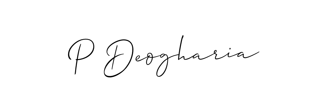 The best way (Allison_Script) to make a short signature is to pick only two or three words in your name. The name P Deogharia include a total of six letters. For converting this name. P Deogharia signature style 2 images and pictures png