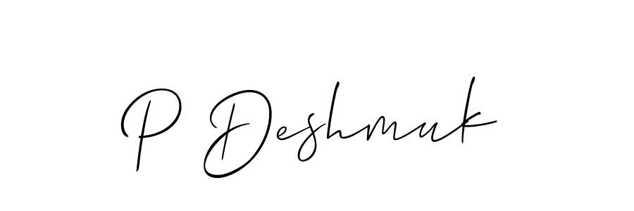 Also You can easily find your signature by using the search form. We will create P Deshmuk name handwritten signature images for you free of cost using Allison_Script sign style. P Deshmuk signature style 2 images and pictures png